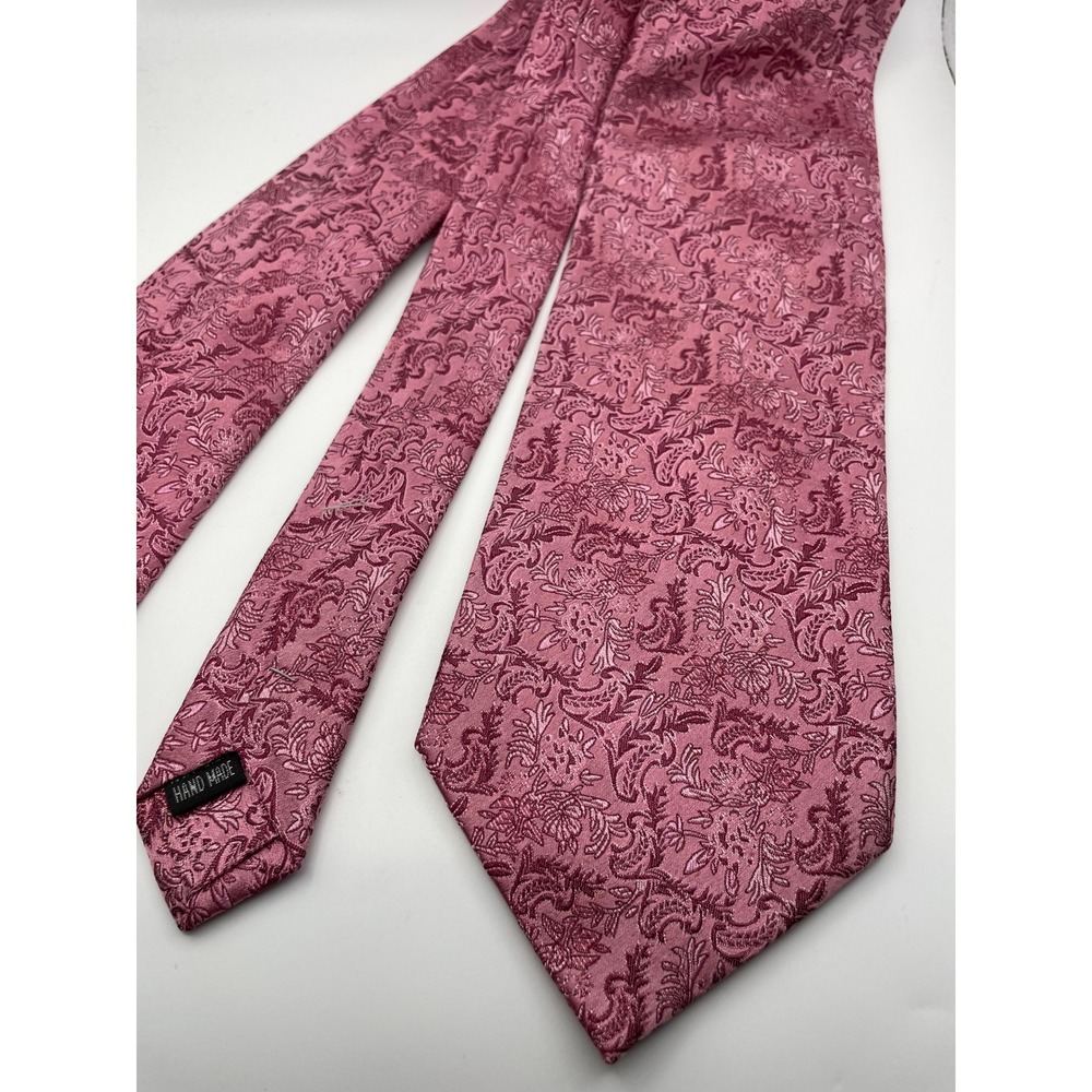 Emilio Ponti Mauve Pink Floral Paisley Silk Tie Hand Made Roma Milano Necktie